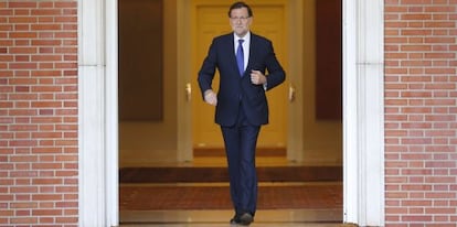 Mariano Rajoy leaves La Moncloa prime minister’s residence.