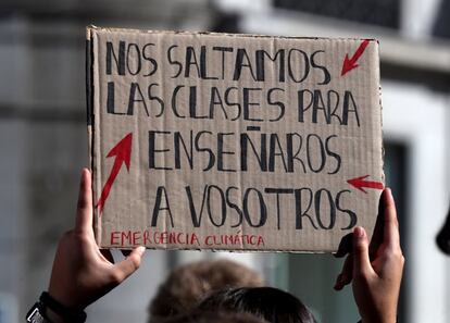 Una de las pancartas vistas en la manifestación convocada en Madrid.