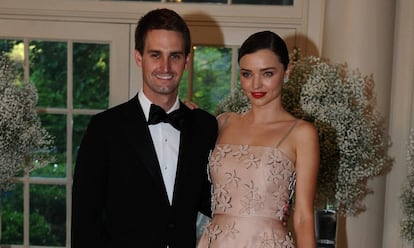 Evan Spiegel y Miranda Kerr, en mayo de 2016.