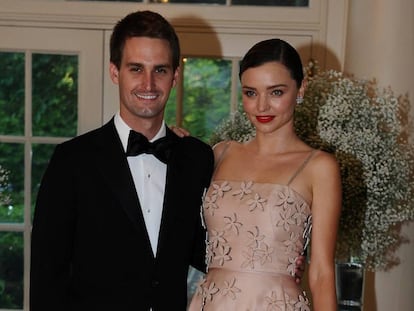 Evan Spiegel y Miranda Kerr, en mayo de 2016.