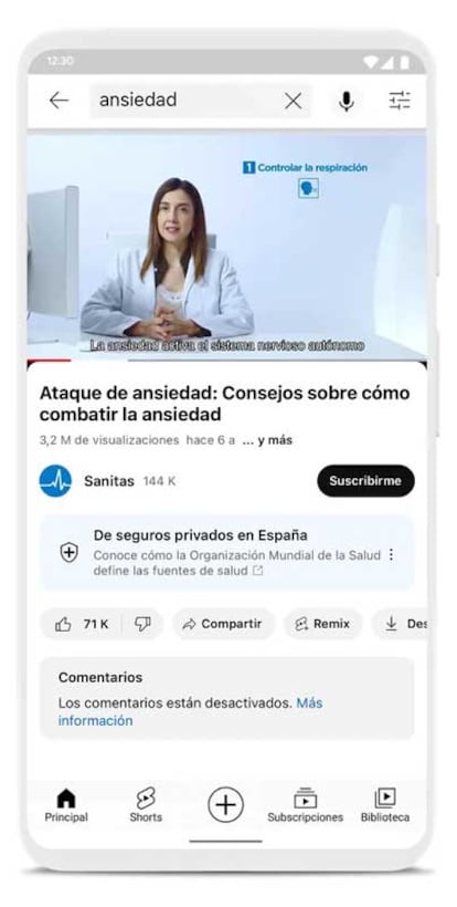 Uso del servicio YouTube Health