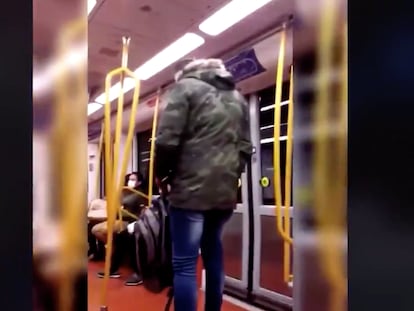 Fotograma del vídeo distribuido por Policía Nacional sobre la agresión racista del Metro