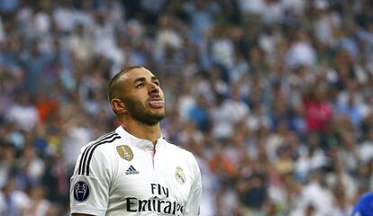 Karim Benzema durant el partit de tornada de la semifinal de la Lliga de Campions entre el Reial Madrid i el Juventus.