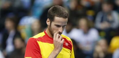 Feliciano López, pensativo en su partido contra el alemán Florian Mayer