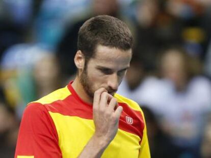 Feliciano López, pensativo en su partido contra el alemán Florian Mayer