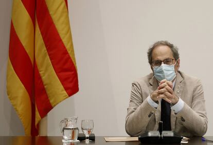 El presidente de la Generalitat, Quim Torra, el pasado martes en la reunión semanal del Ejecutivo catalán