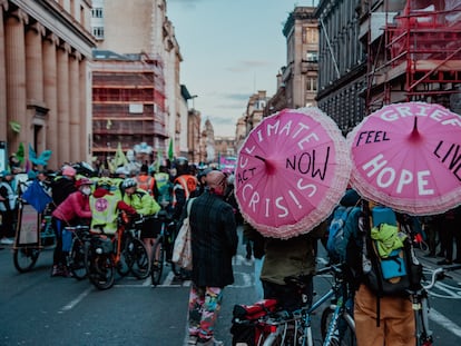 Participantes en una manifestación por el clima en Glasgow, Reino Unido, en enero de 2022.