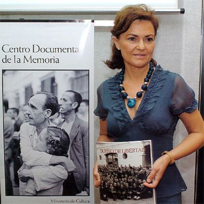 La ministra Carmen Calvo, durante la presentación del Centro de la Memoria que se va a ubicar en Salamanca.