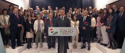Iñigo Urkullu en Vitoria, durante la presentación de su candidatura.