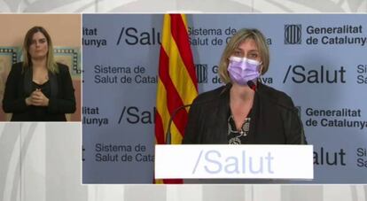 La consellera de Salut, Alba Vergés, en roda de premsa.