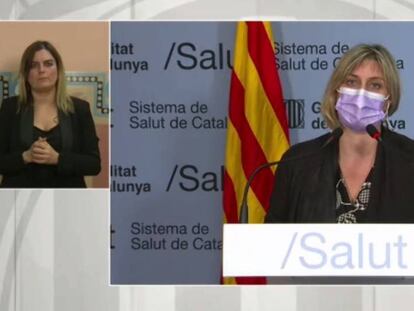 La consellera de Salut, Alba Vergés, en roda de premsa.