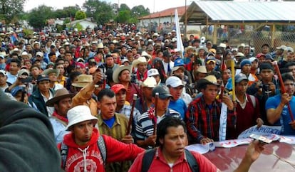 Manifestación en San Pablo en protesta por la detención de líderes comunitarios en diciembre de 2014.
