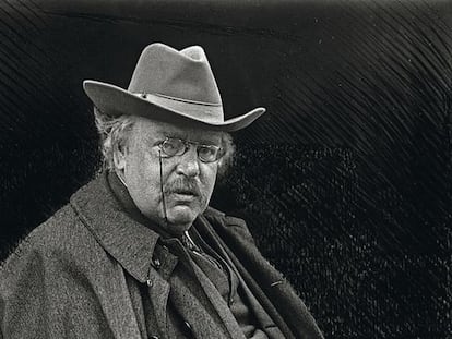 Chesterton, de vacaciones en Brujas, en 1927.