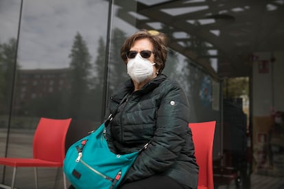 Rosa González after her vaccination in Barcelona.