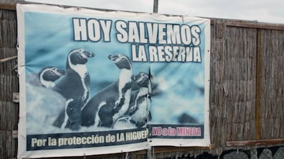 A poster against the Dominga project reads: “Today let’s save the reserve.”