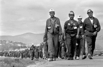 Marcha de mineros hacia Madrid en 2012.