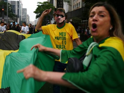 Apoiadores de Bolsonaro em São Paulo.