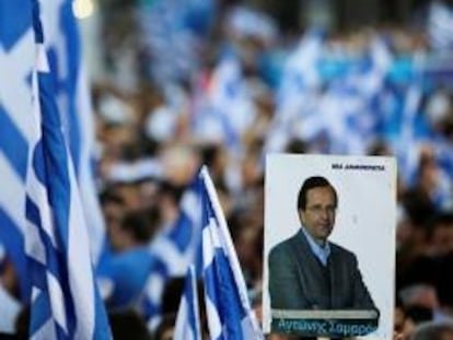 Seguidores de Antonis Samaras, líder del partido conservador Nueva Democracia.