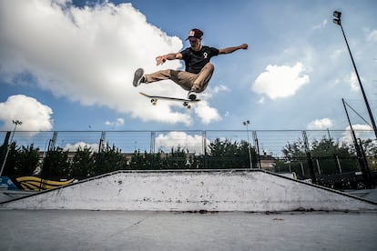 Danny León, el pasado martes en el skatepark de Boadilla del Monte. 