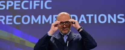 El comisario europeo de Asuntos Econ&oacute;micos y Financieros, Pierre Moscovici, en una rueda de prensa celebrada en Bruselas.