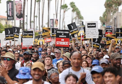 Protesta de actores y guionistas, el 13 de septiembre en Los Ángeles.