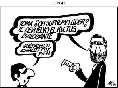 Forges ha dedicado muchos de sus dibujos a la particular relación entre Mariano Rajoy y su antecesor al frente del PP, José María Aznar.