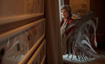 La coleccionista de arte Ella Fontanals-Cisneros, este jueves en su casa en Madrid.