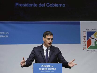 Pedro Sánchez, este jueves en la Cumbre del Tercer Sector, en Madrid. 