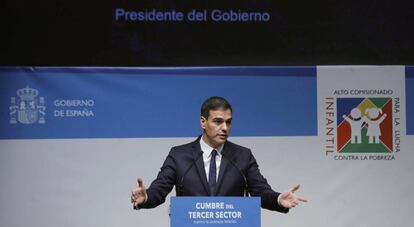Pedro Sánchez, este jueves en la Cumbre del Tercer Sector, en Madrid.