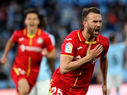 Borja Mayoral celebra un gol.