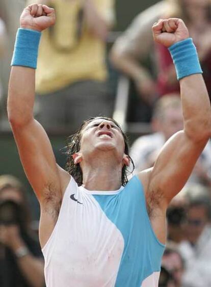 Rafael Nadal, nada más derrotar a Lleyton Hewitt.