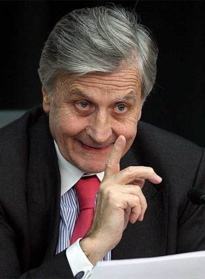 El presidente del BCE, Jean-Claude Trichet, durante la conferencia de prensa en Francfort.