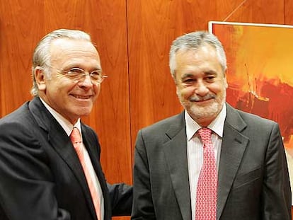 José Antonio Griñán y el presidente de La Caixa, Isidro Fainé