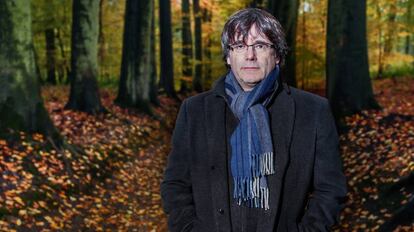 Carles Puigdemont entrevistado por el diario belga Le Soir, el pasado 13 de octubre (Bruselas).