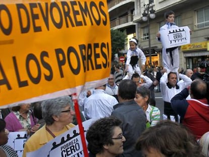 Manifestação contra a pobreza, em Valência.