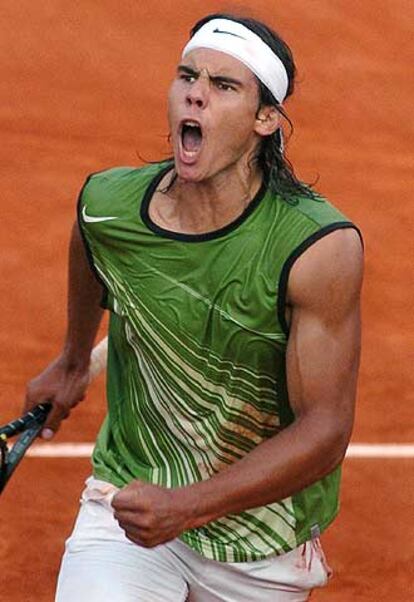 Nadal celebra uno de sus puntos victoriosos.