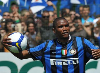 Samuel Eto&#39;o, en su presentación con el Inter.