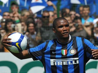 Samuel Eto'o, en su presentación con el Inter.