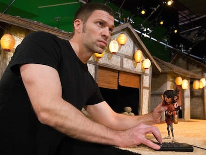 Travis Knight, trabajando en el rodaje de &#039;Kubo y las dos cuerdas m&aacute;gicas&#039;.