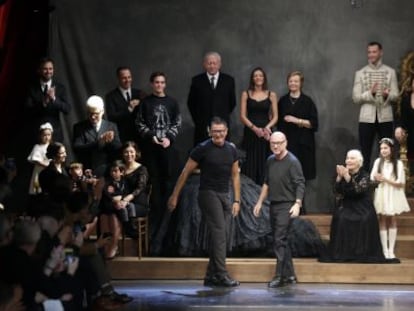 Stefano Gabbana (esquerda) e Domenico Dolce, após um desfile em Milão.