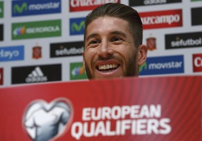 Sergio Ramos, durante la rueda de prensa