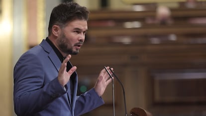 Gabriel Rufián, spokesperson for the Catalan Republican Left (ERC) inside Spanish Congress, speaking on Wednesday. 