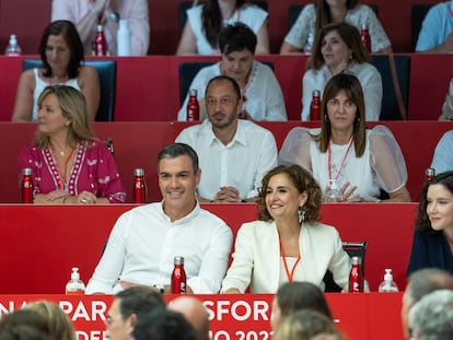 Pedro Sánchez y María Jesús Montero, este sábado en el Comité Federal del PSOE en la sede del partido en Madrid.
