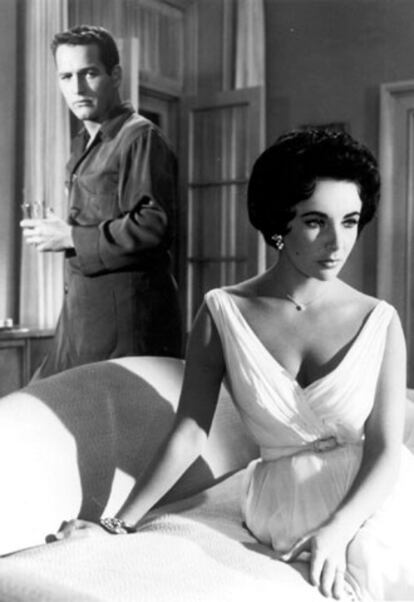 Paul Newman y Elizabeth Taylor en <i>La gata sobre el tejado de zinc,</i> de Richard Brooks.