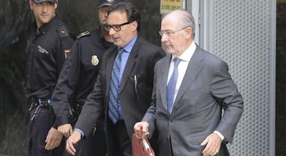 Rodrigo Rato, tras declarar el 16 de octubre ante el juez por las tarjetas opacas.