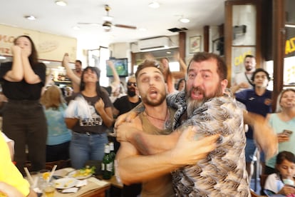 Así celebraron los aficionados el triunfo de Argentina en los penaltis.