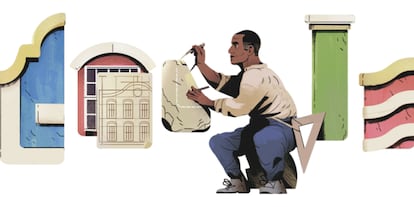 Homenagem feita pelo Google ao arquiteto brasileiro Tebas.