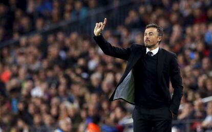 Luis Enrique, en el partido frente al Eibar en el Camp Nou.