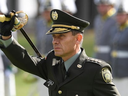 El general Henry Sanabria, durante su toma de posesión como director general de policía, el 19 de agosto en Bogotá.