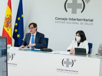 Salvador Illa y carolina Darias durante una reunión del Consejo Interterritorial del Sistema Nacional de Salud